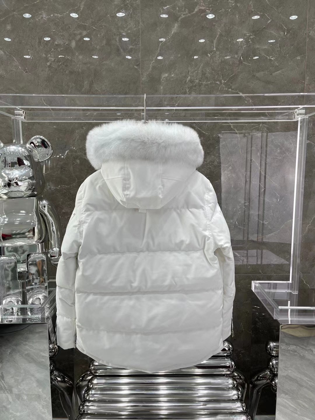 Moose K Fur-Trim Hooded Puffer Jacket with Front Zip