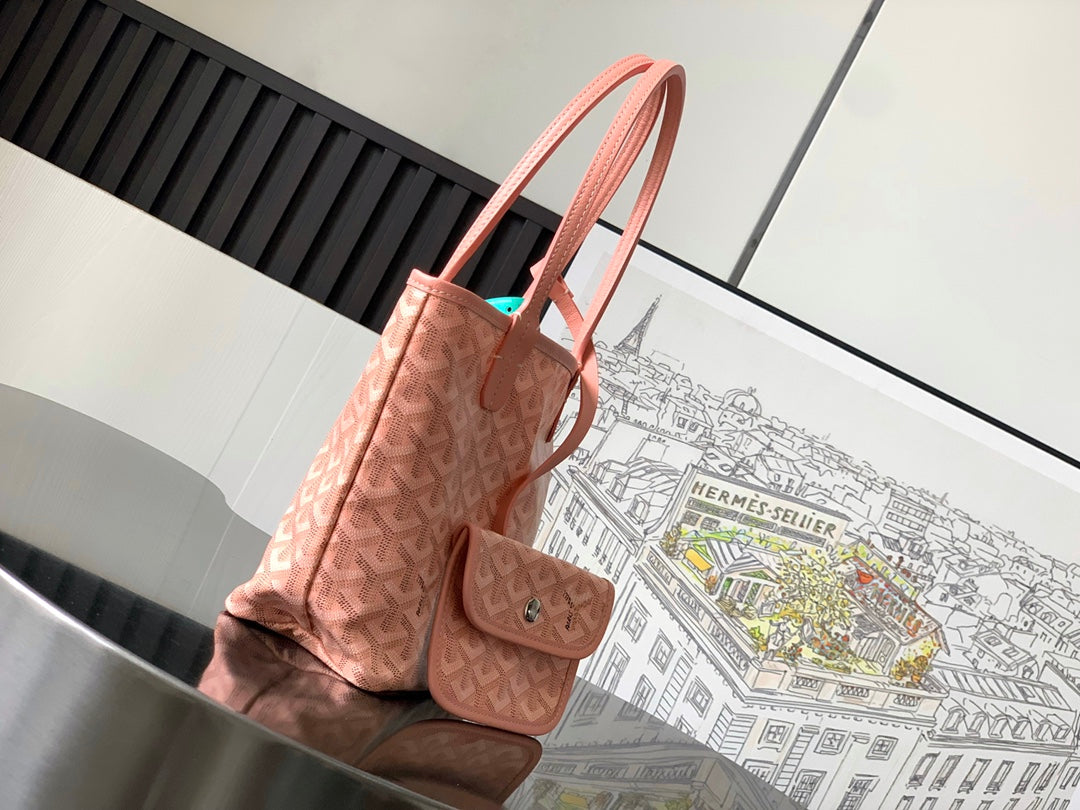 Pink Monogram Pattern Tote Bag with Matching Mini Pouch ￼