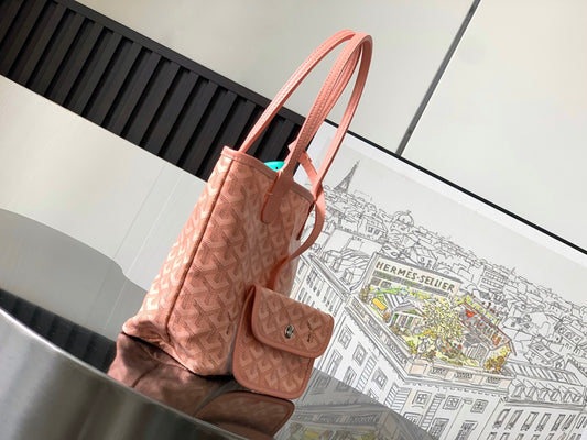 Pink Monogram Pattern Tote Bag with Matching Mini Pouch ￼