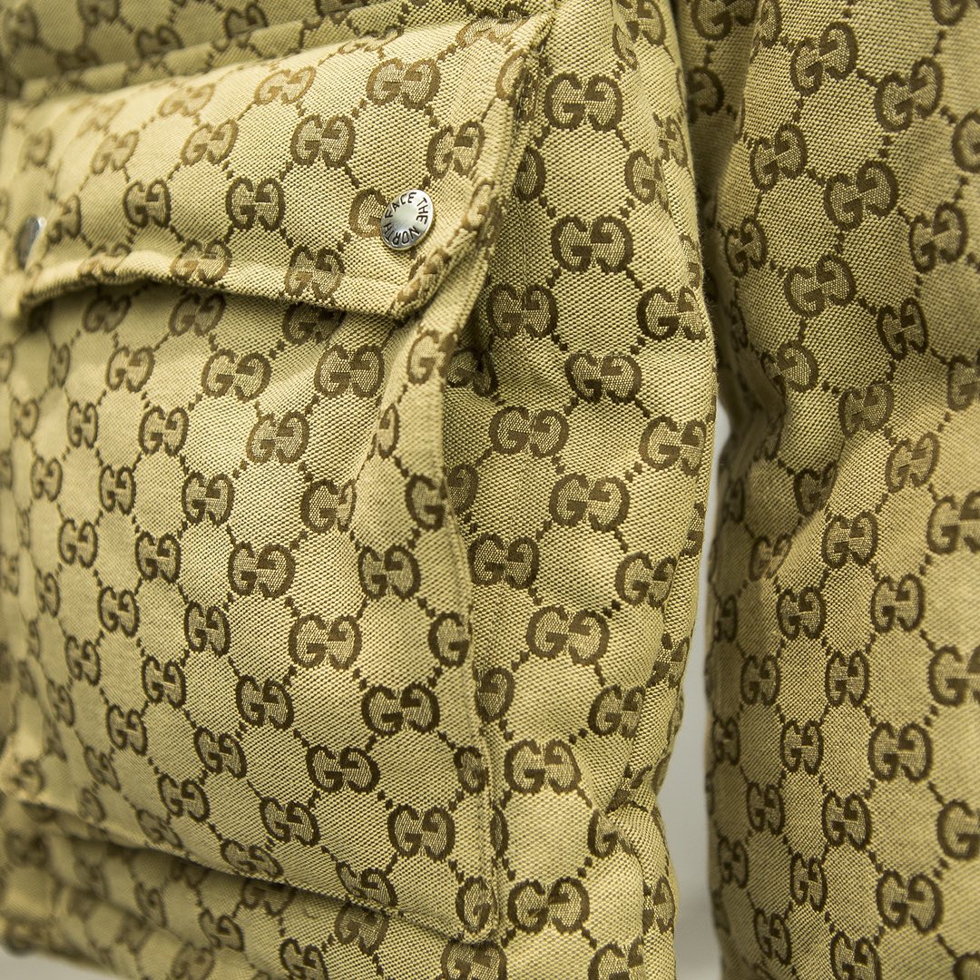 Monogram Hooded Jacket with Front Pockets & Button-Up Fastening