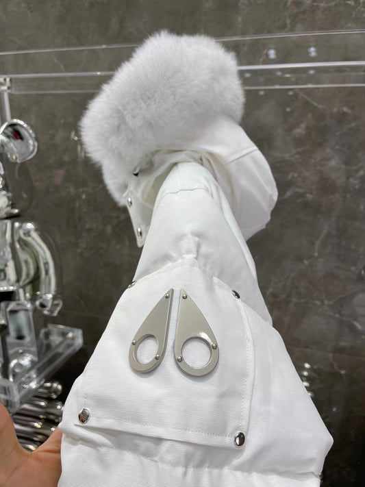 Moose K Fur-Trim Hooded Puffer Jacket with Front Zip